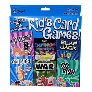 Regal Games Kids Card Games 6 Pack Go Fish Crazy 8s Old Maid Slap Jack War -NEW
